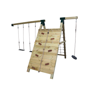 Aanbouw Dubbele schommel klimwand klimnet